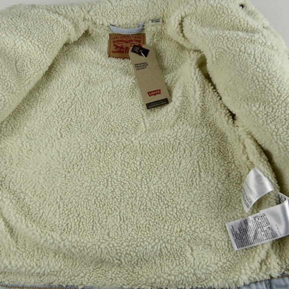 Levi’s Original Sherpa Fleece Lined Denim Jean Trucker Jacket NWT Regular Fit - Picture 11 of 13